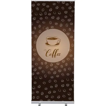 Set Roll-baneru Budget s vytištěným motivem, šířka 85 cm, Káva, anglicky