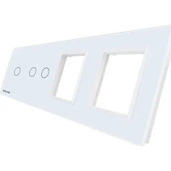vypínač WELAIK čtyřnásobný skleněný panel 1+2+zás+zás - bílý