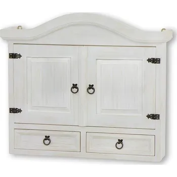 Komoda Rustikální závěsná vitrína WHITE HOME COS08 Barevné provedení: Bílá patina K03 - bílá patina K03