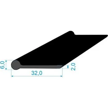 Stavební profil 02831008 Pryžový profil tvaru "I", 32x6/2mm, 70°Sh, EPDM, -40°C/+70°C, černý