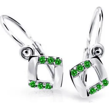 Náušnice Cutie Jewellery Dětské náušnice z bílého zlata C2268B-Green