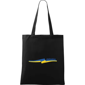 Nákupní taška Ukrajina vlajka stuha - Taška bavlněná - 42 x 38 cm ( Černá )