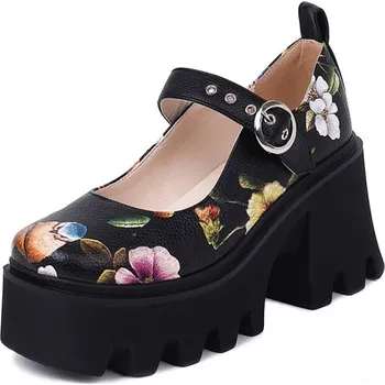 Dámské lodičky Lodičky na platformě s potiskem květů GoodDayGirl Barva: Květovaná, Velikost: 40
