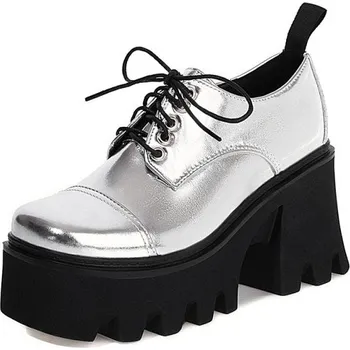 Dámské polobotky Klasické polobotky na vysoké platformě GoodDayGirl Fashion Barva: Stříbrná, Velikost: 40