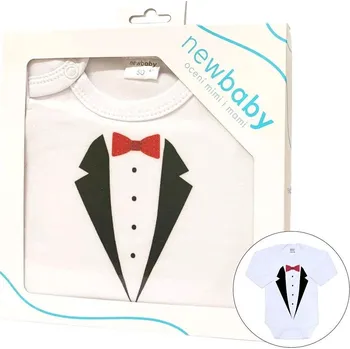 Kojenecký body Body s potiskem New Baby smoking - dárkové balení, vel. 80 (9-12m)