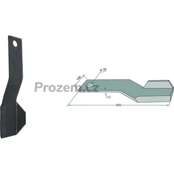 Mulčovací nůž levý pro Spearhead, 7770703, 600/12/38 mm