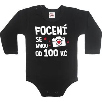 Kojenecký body Body s potiskem Focení 100 Kč, Barva Černá, Velikost 98 / 2-3r, Canvas Dětské body Bezvatriko.cz 0609