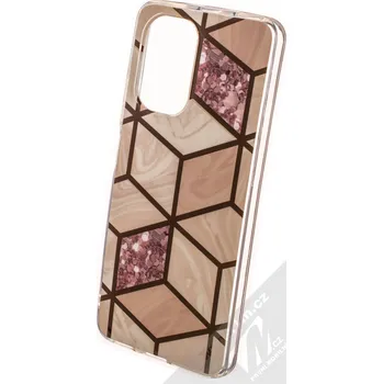Pouzdro na mobilní telefon 1Mcz Geometric Marble Cover ochranný kryt pro Xiaomi Mi 11i, Poco F3 růžově zlatá (rose gold)