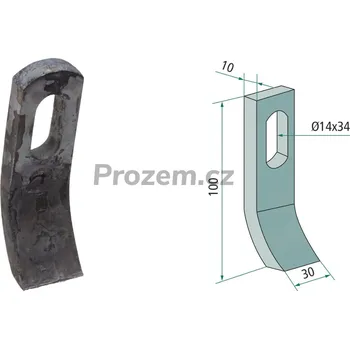 Pracovní nůž Mulčovací Y-nůž pro Gilbers, 100/10/14x34 mm