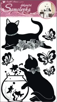 Samolepící dekorace Anděl Přerov 10063 černé kočky s akváriem 60 x 32 cm