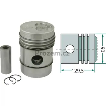 Zahradní traktor Píst pro historický traktor Hanomag typ Perfekt 300 rund, Granit 500 rund, Granit 500/1, Brillant 600 rund, typ motoru D 14, D 21, D 28