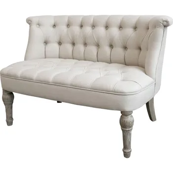 Pohovka Béžová francouzská 2-místná pohovka z lněné látky Lin - 110*55*75 cm