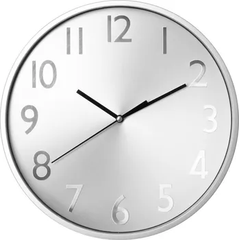 Hodiny Atmosphera Kulaté hodiny, nástěnné hodiny, stříbrné hodiny, barva stříbrná - O 30 cm