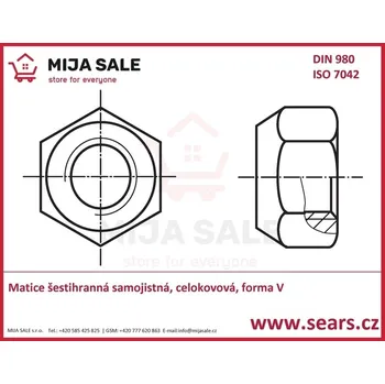 Matice M16x1,5 - DIN 980 - 10.9 - zinek bílý - Matice šestihranná samojistná, celokovová, forma V