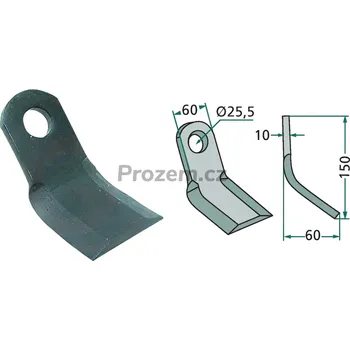 Pracovní nůž Mulčovací Y-nůž pro Agrimaster, Calderoni, Maschio, Muratori, Sicma, 3000106, 150/10/25,5 mm