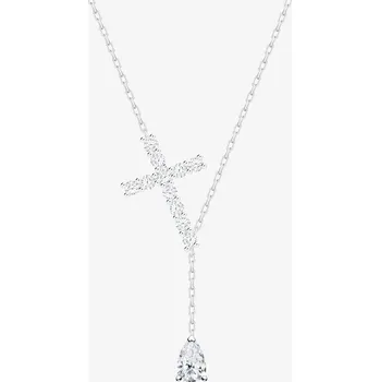 Náhrdelník Preciosa stříbrný náhrdelník Shiny Cross, křížek, kubická zirkonie, bílý