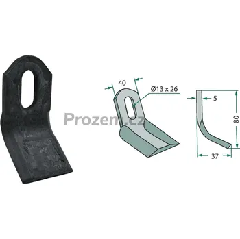 Mulčovací Y-nůž pro Breviglieri, Kverneland, Maletti, M.E.A.A.T., Peruzzo, 80/5/13x26 mm