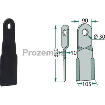 Mulčovací nůž levý pro BAMS, 390/10/30 mm