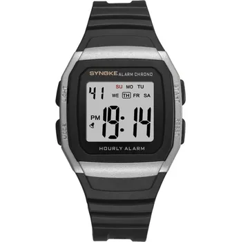 Hodinky Digitální hodinky Synoke, šest barev podsvícení stříbrné