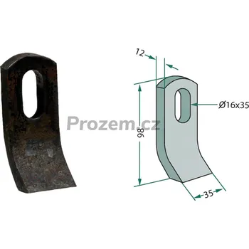 Mulčovací nůž pro S.M.A., 98/12/16x35 mm