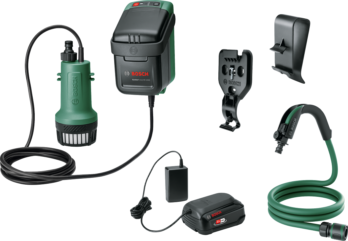 Akumulátorová čerpadla na dešťovou vodu Bosch GardenPump 18V-2000 V balení: 1x Aku a nabíječka