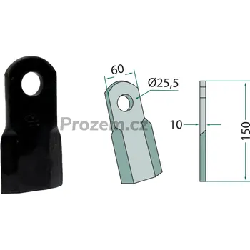 Pracovní nůž Mulčovací nůž rovný pro Agrimaster, Sicma, 3000107, 150/10/25,5 mm