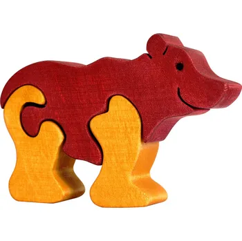 Dřevěná hračka Fauna Dřevěné vkládací puzzle z masivu malý medvěd