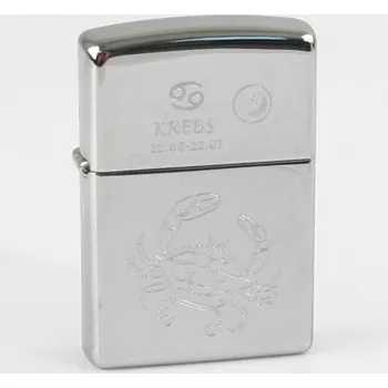 Zapalovač ZIPPO chrom poliert Krebs Ha in kleiner Holzbox