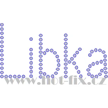 LIBKA - jméno JM03 nažehlovací hot-fix kamínková aplikace na textil, rozměr cca 9,5x4,9cm barva: kameny barva 101 Crystal /stříbrná