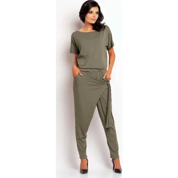 Dámský overall Pohodlný overal z viskózového úpletu M106 Barva: Khaki, Velikost: S