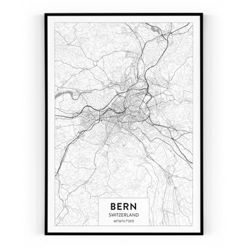 Plakát Plakát / Obraz Mapa Bern Pololesklý saténový papír A4 - 21 x 29,7 cm