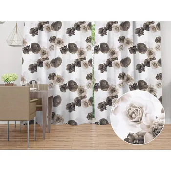 ubrus Dekorační závěs PM-016 Velké hnědé květy 145x180 cm