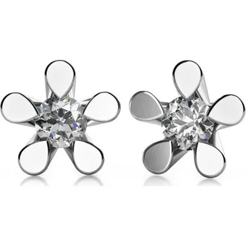 Náušnice Couple, Náušnice Flower II, bílé zlato se zirkony, 6880608-0-0-1