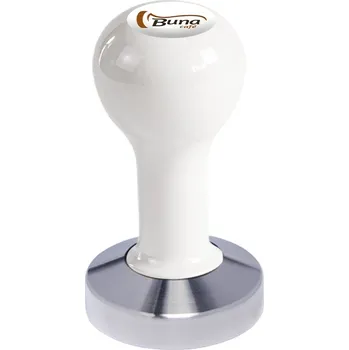 Buna café tamper, kov, bílý, SP, 58.55 mm, nerez mat, plochý