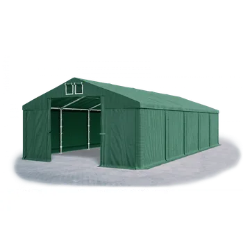 Zahradní stan Skladový stan 4x16x2m střecha PVC 560g/m2 boky PVC 500g/m2 konstrukce LÉTO Zelená Zelená Zelená