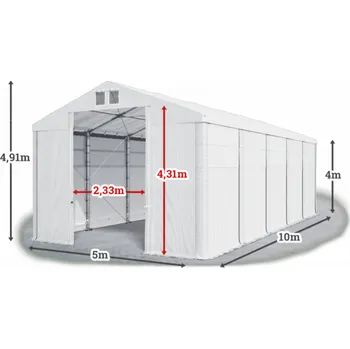 Zahradní stavba Skladový stan 5x10x4m střecha PVC 560g/m2 boky PVC 500g/m2 konstrukce ZIMA PLUS Bílá Bílá Bílá