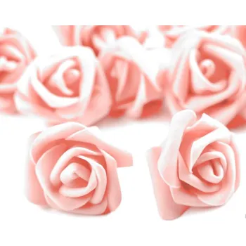 umělá květina Pěnové hlavičky růží 4cm - růžovo - lososová-10 ks
