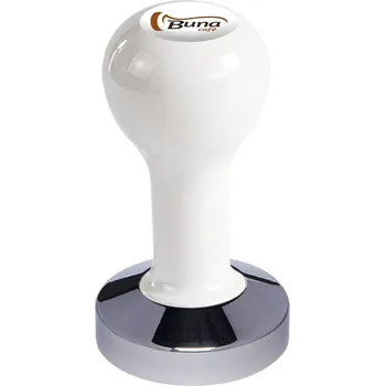 Buna café tamper, kov, bílý, SP, 58.35 mm, nerez lesk, konvexní