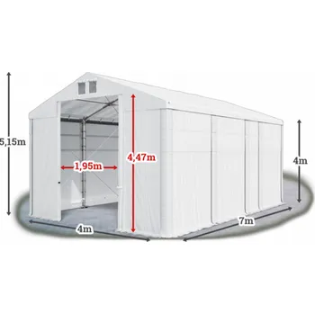 Zahradní stan Skladový stan 4x7x4m střecha PVC 580g/m2 boky PVC 500g/m2 konstrukce ZIMA PLUS Bílá Bílá Bílá