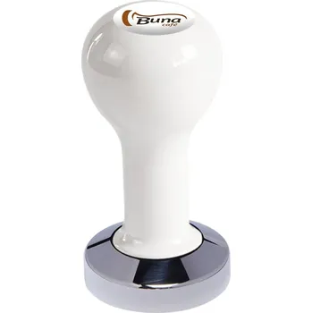 Buna café tamper, kov, bílý, SP, 51 mm, nerez lesk, plochý