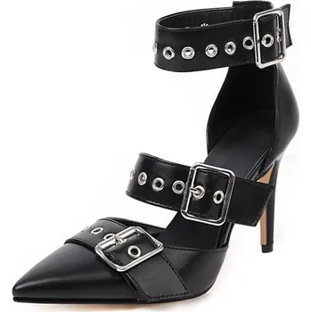 Dámské lodičky Stylové lodičky s pásky na jehlovém podpatku GoodDayGirl Fashion Barva: Černá, Velikost: 34