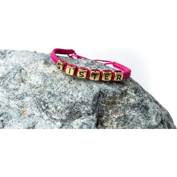 Náramek WUX Růžový vlastní text VELIKOST NÁRAMKU: Dámská...16cm, PRŮMĚR PROVÁZKU: Ø 2mm, BARVA KORÁLKU S PÍSMENEM: Zlatý korálek