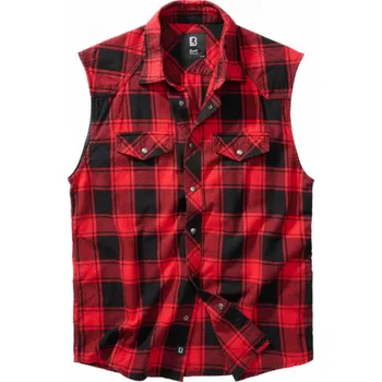 Košile Brandit Checkshirt sleeveless červená-černá - XXL