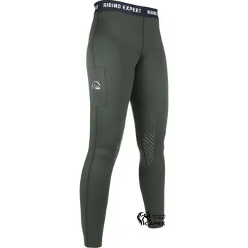 Jezdecké kalhoty Zimní legíny HKM -WIEN- - Olivová zelená - 32/34
