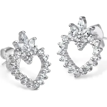 Náušnice BRUNOshop.cz Stříbrné náušnice SRDCE S KORUNKOU