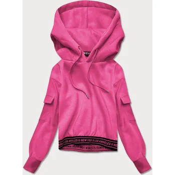 Dámská mikina Krátká růžová dámská tepláková mikina se stahovacími lemy (26030) odstíny růžové M (38)