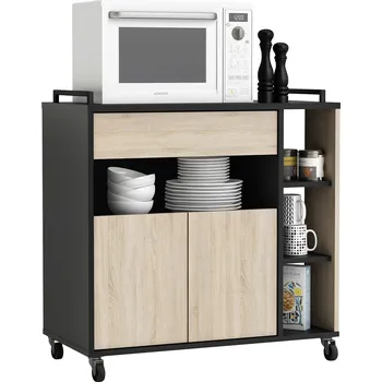 Kuchyňská skříňka IDEA nábytek Indus skříňka na mikrovlnnou troubu dub/černá