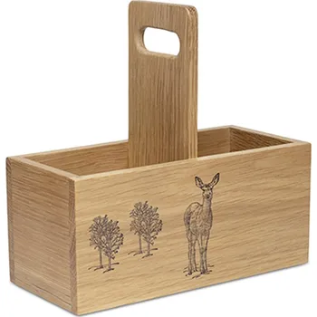 DŘEVĚNÝ TUŽKOVNÍK, ručně dekorovaný, dubový se srnečkem