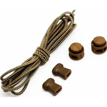 Tkaničky do bot Gumové tkaničky do bot se zarážkou, jeden pár - Hnědo bílé, 100 cm