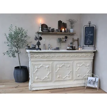 Barová židle Krémový antik barový pult Vintage desk - 217*76*118 cm